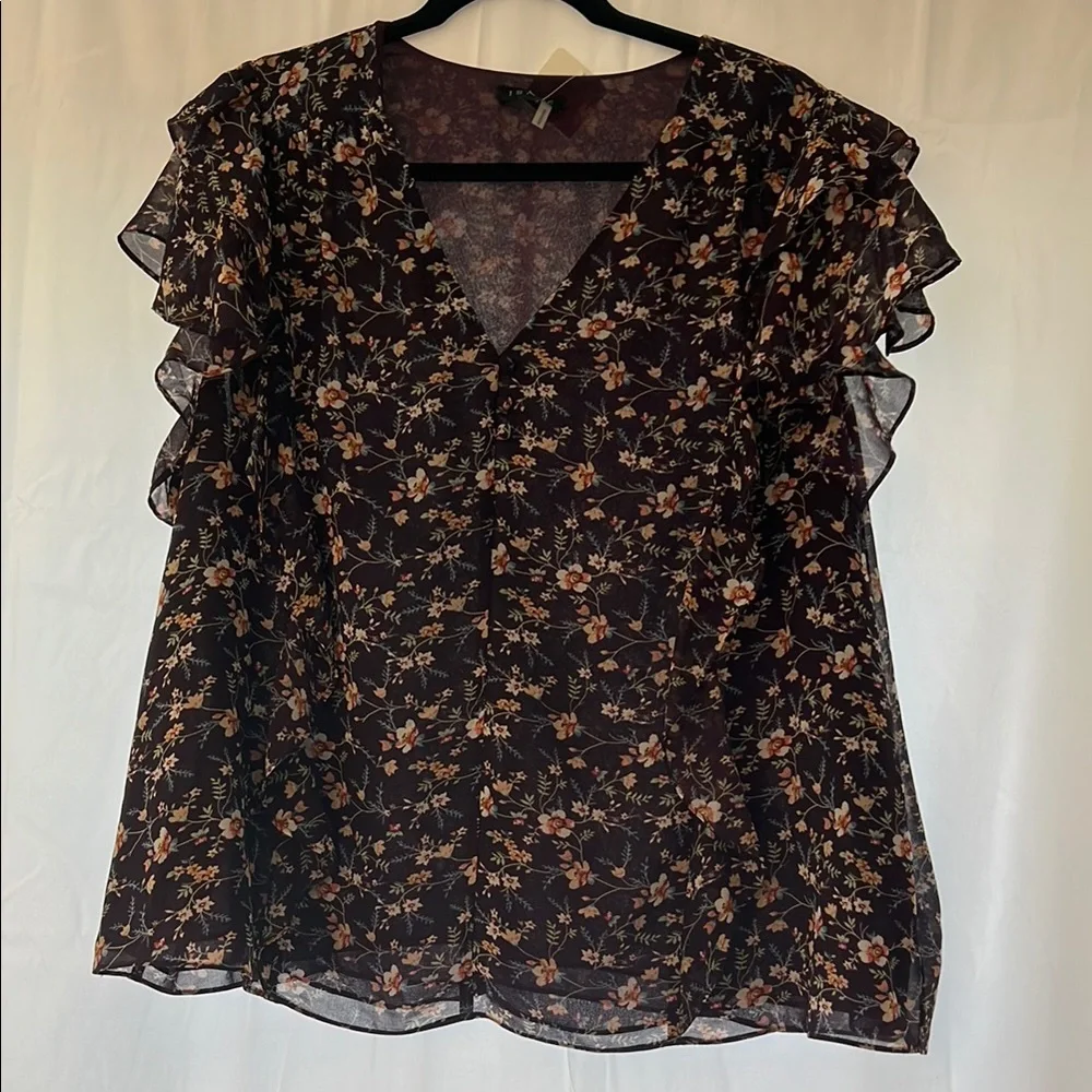 Floral Ruffle Sleeve Women's Top - Picture 1 of 1